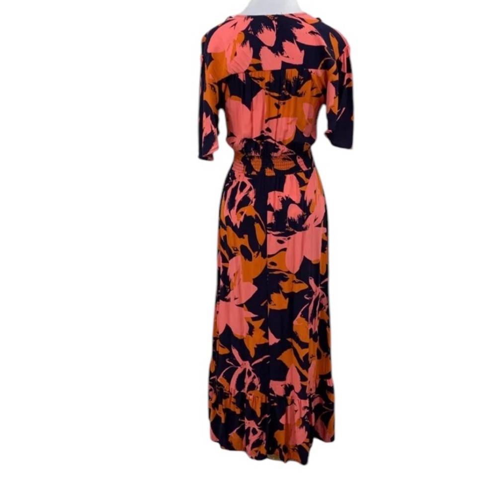 Abel The Label Clare Combo Maxi Dress Flutter Sleeve Smocked Pleated Small - Picture 7 of 10